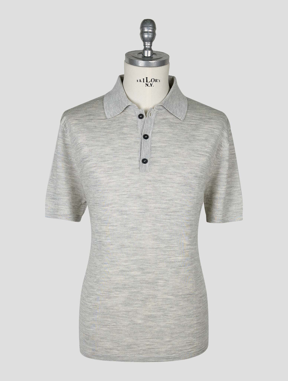 Kiton Knt Gray Virgin Wool Silk Polo