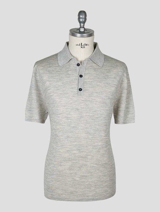 Kiton Knt Gray Virgin Wool Silk Polo