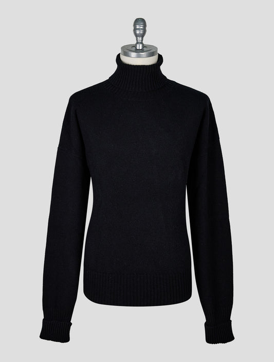 Kiton Knt Black Virgin Wool Sweater Turtleneck