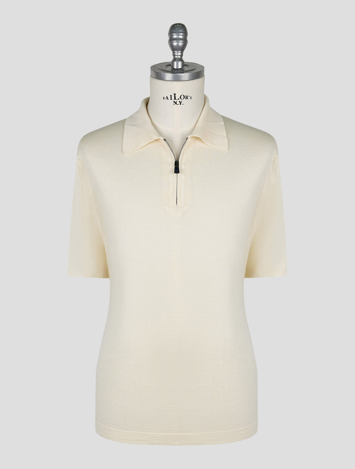 Kiton Knt White Virgin Wool Silk Polo