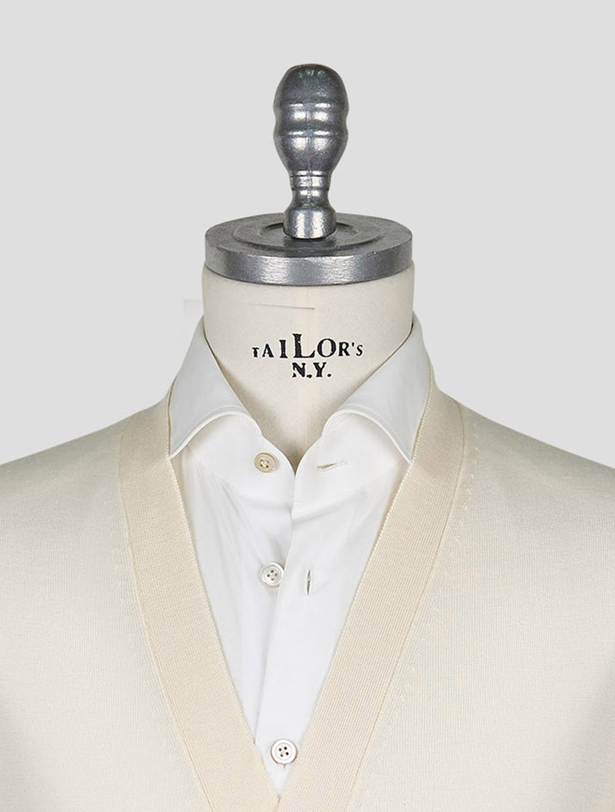 Kiton Knt White Virgin Wool Silk Cardigan