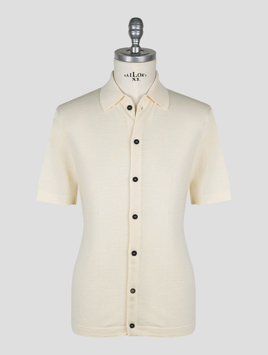 Kiton Knt White Virgin Wool Silk Short Sleeve Shirt