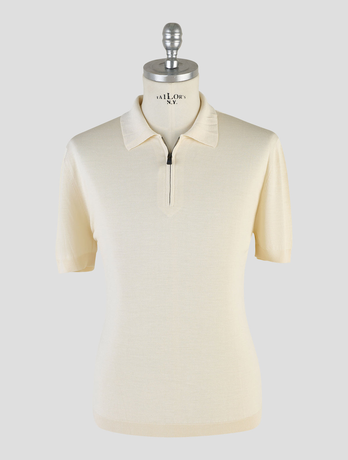 Kiton Knt White Silk Polo Half Zip