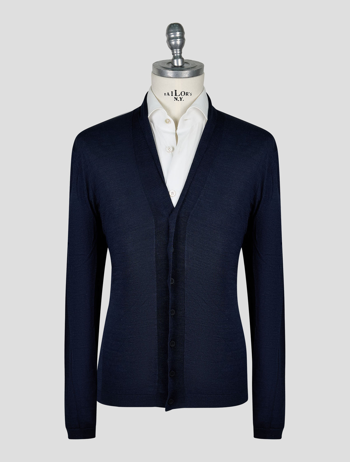 Kiton Knt Dark Blue Silk Cardigan