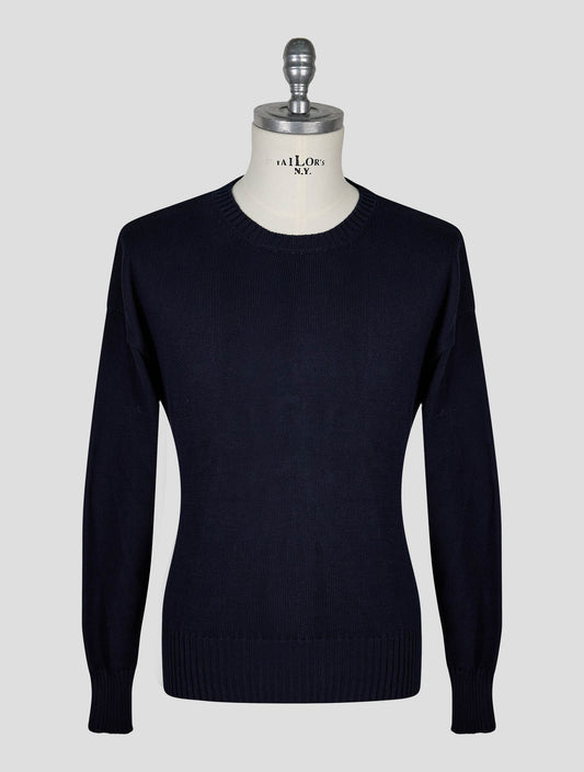 Kiton Knt Dark blue Cotton Sweater Crewneck