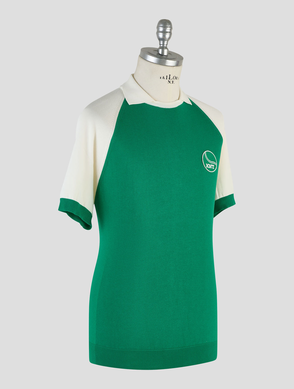 Kiton Knt Green White Cotton Polo