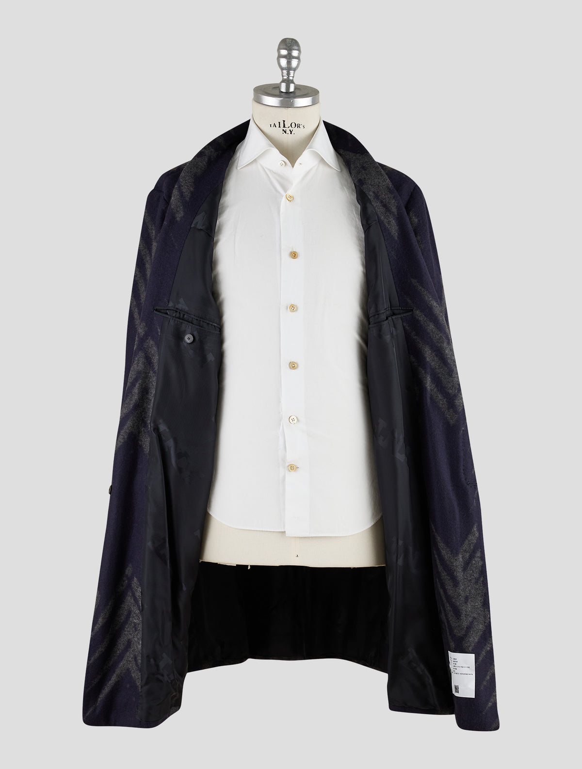 Kiton Knt Gray Blue Cashmere Pa Overcoat