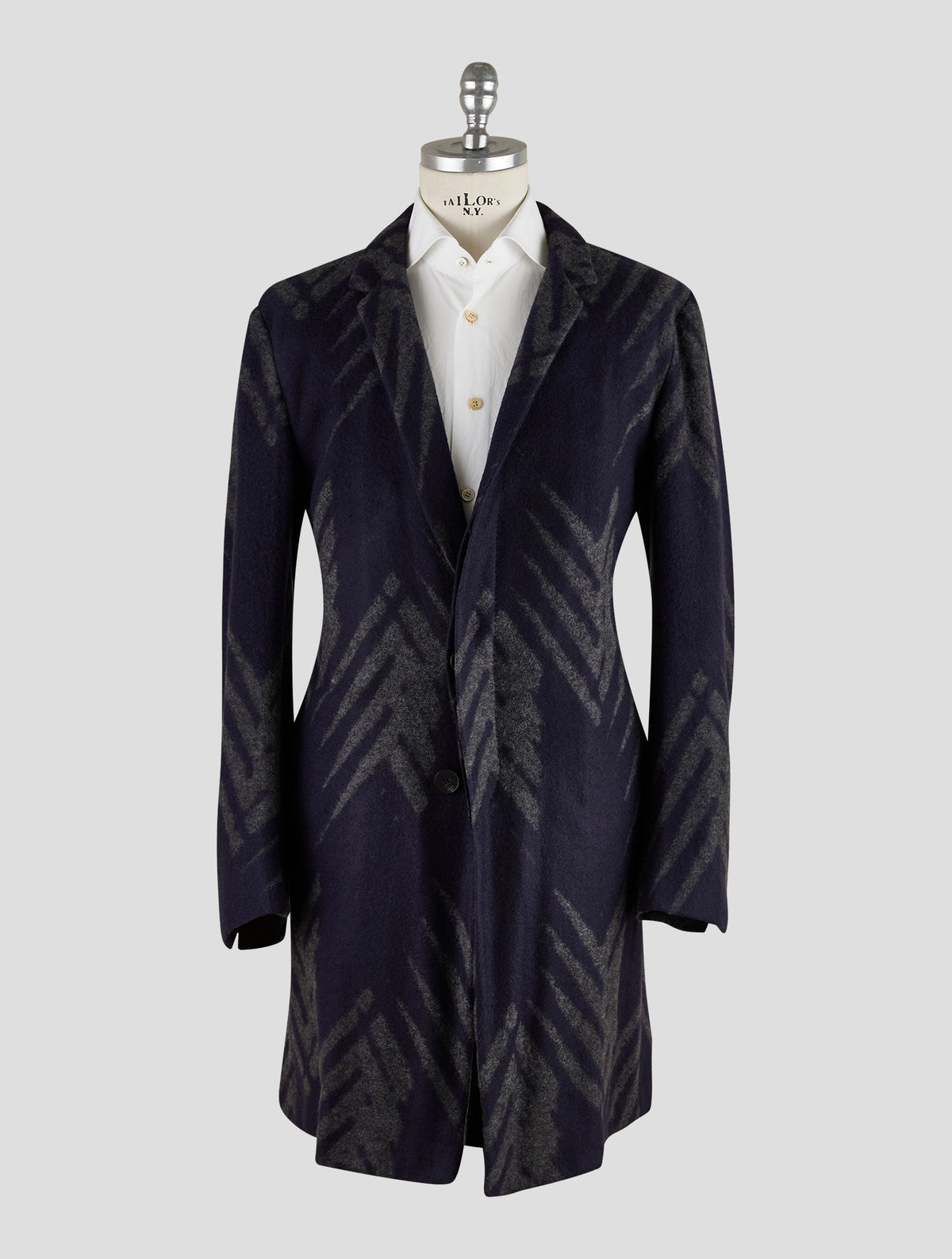Kiton Knt Gray Blue Cashmere Pa Overcoat