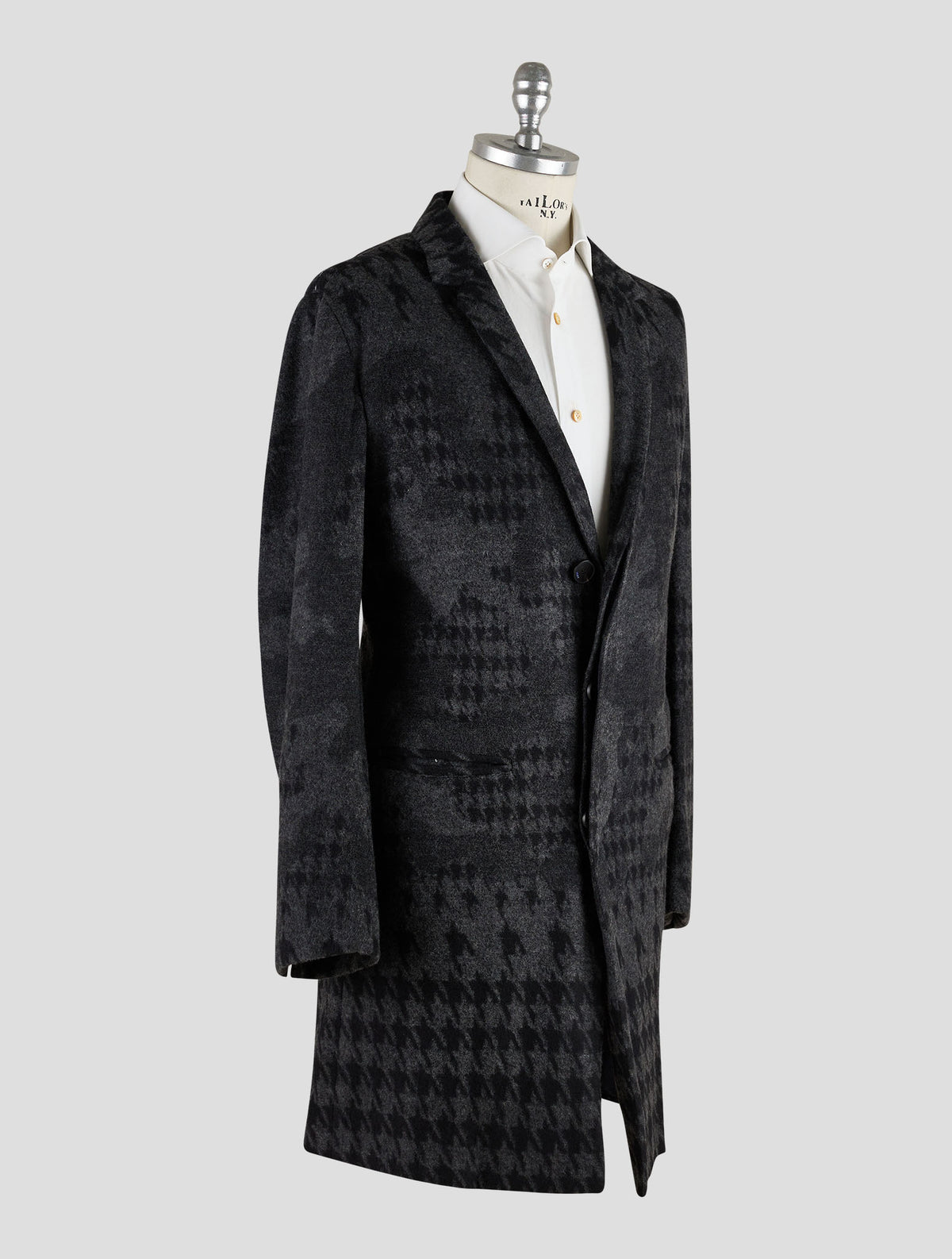 Kiton Knt Gray Black Cashmere Pa Overcoat