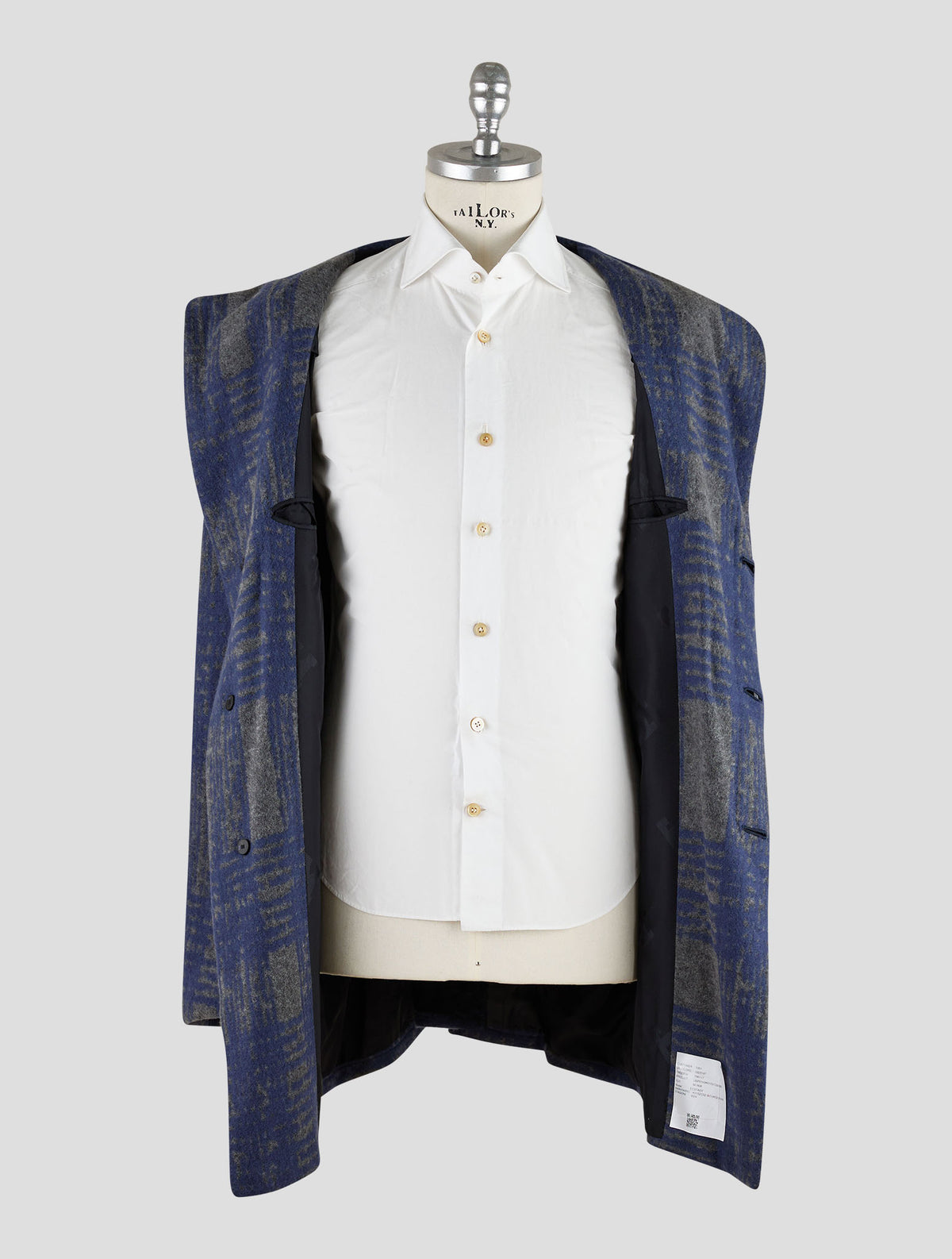 Kiton Knt Gray Blue Cashmere Pa Overcoat