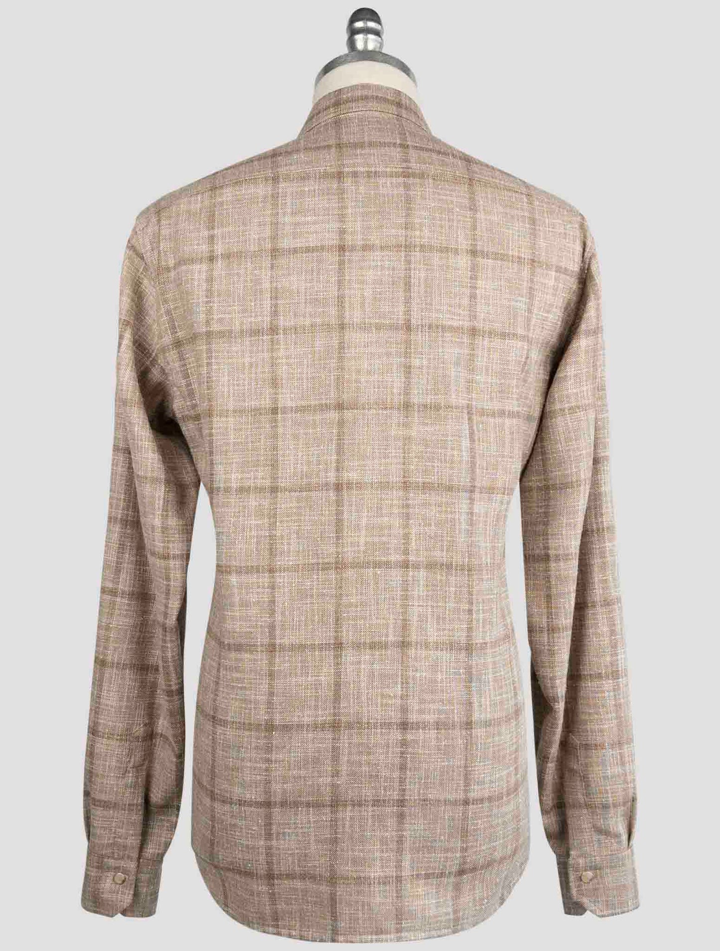 Kiton Beige Virgin Wool Silk Cotton Camisa Overshirt